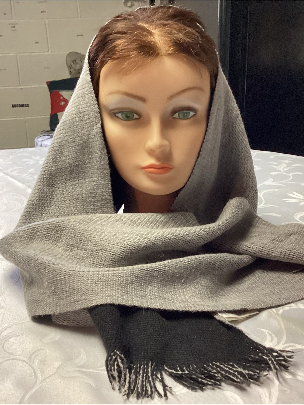 Calvin Klein Gray Knit Reversible Scarf